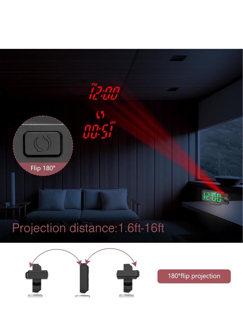 LED Projection Alarm Clock – Large 7.9'' Display with Rotatable Projection, Temperature Display, Adjustable Brightness, and Snooze Feature