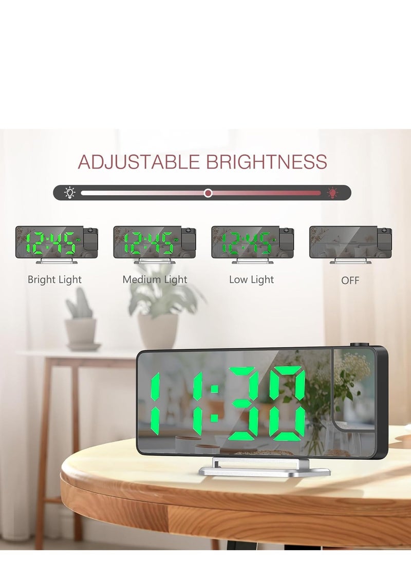 LED Projection Alarm Clock – Large 7.9'' Display with Rotatable Projection, Temperature Display, Adjustable Brightness, and Snooze Feature