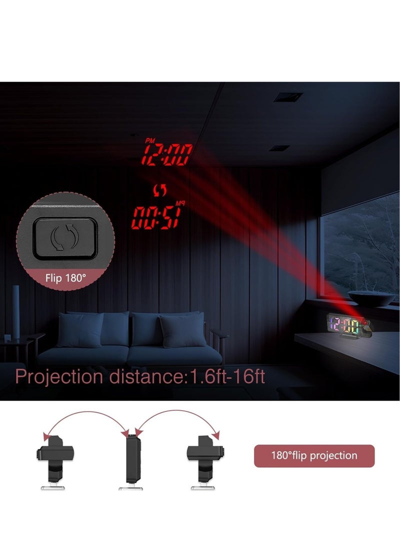 LED Projection Alarm Clock – Large 7.9'' Display with Rotatable Projection, Temperature Display, Adjustable Brightness, and Snooze Feature