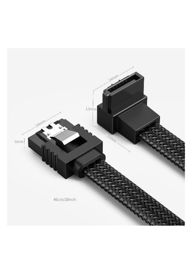 SATA Cable, 5 Pack 90° Straight to Right 6Gbps HDD SDD SATA Data Cable with Locking Latch 50cm 18 Inch for SATA HDD, SSD, CD Driver, CD Writer (Black)