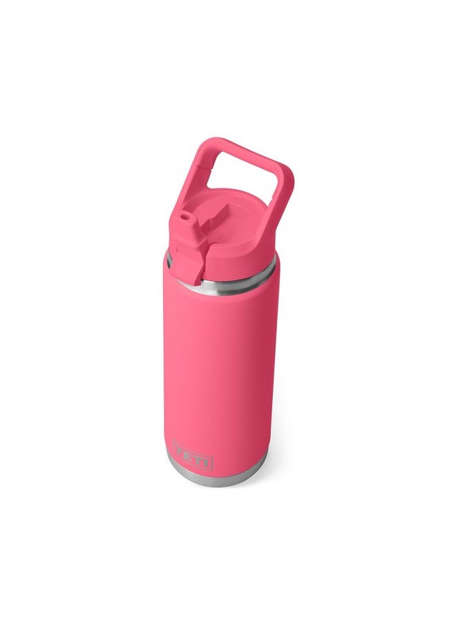 YETI Rambler 26 oz Bottle, Vacuum Insulated, Stainless Steel with Color Matching Straw Cap, Tropical Pink