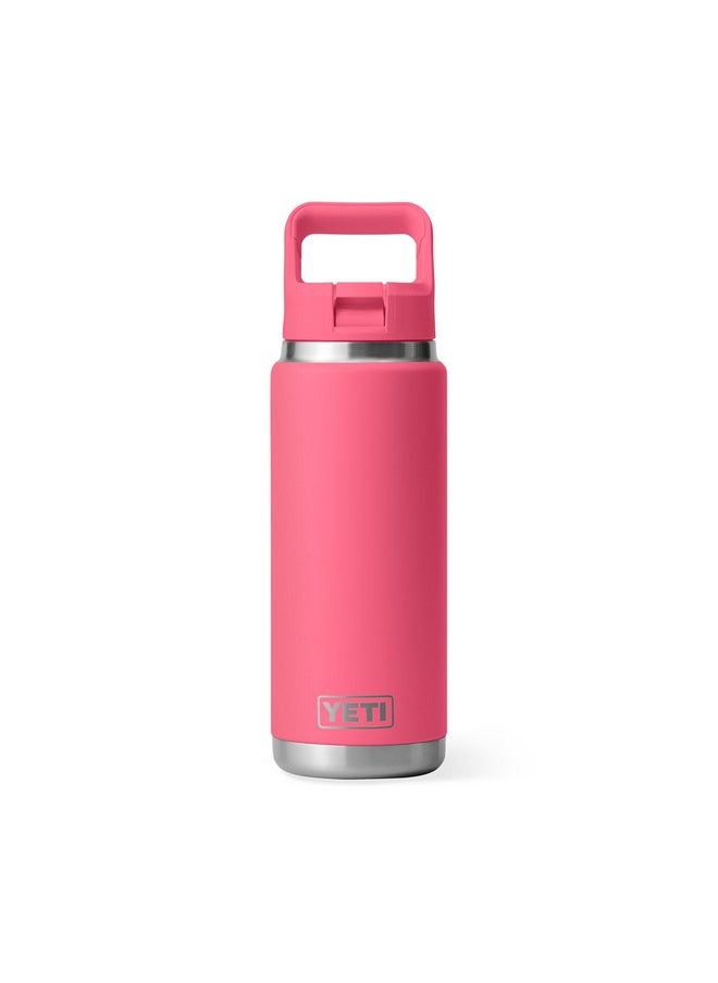 YETI Rambler 26 oz Bottle, Vacuum Insulated, Stainless Steel with Color Matching Straw Cap, Tropical Pink