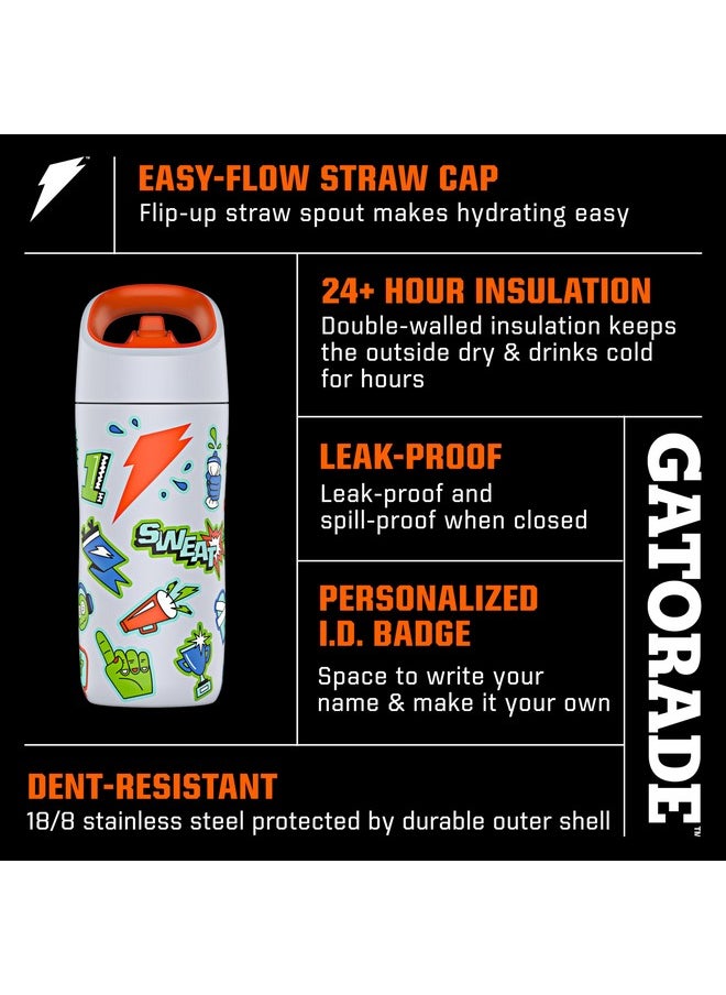 Gatorade Kids' Rookie Metal Water Bottle, 12oz, Stainless Steel Bottle, Double-Wall Insulation, Vacuum Insulated, Thermo Mug