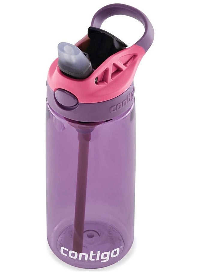 Contigo Aubrey Kids 20oz Cleanable Water Bottle with Silicone Straw, Spill-Proof Lid, Eggplant - Dishwasher Safe and Ideal for Everyday Use