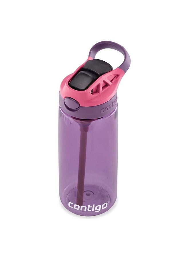 Contigo Aubrey Kids 20oz Cleanable Water Bottle with Silicone Straw, Spill-Proof Lid, Eggplant - Dishwasher Safe and Ideal for Everyday Use