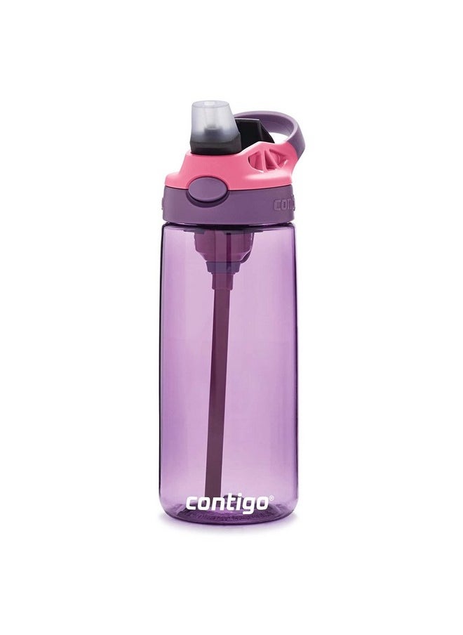 Contigo Aubrey Kids 20oz Cleanable Water Bottle with Silicone Straw, Spill-Proof Lid, Eggplant - Dishwasher Safe and Ideal for Everyday Use