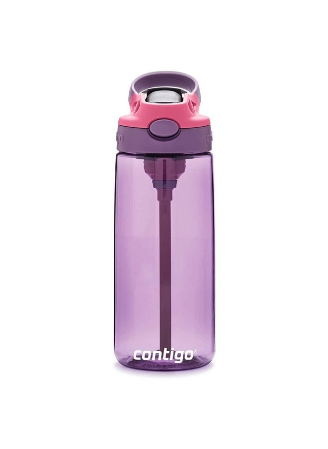 Contigo Aubrey Kids 20oz Cleanable Water Bottle with Silicone Straw, Spill-Proof Lid, Eggplant - Dishwasher Safe and Ideal for Everyday Use