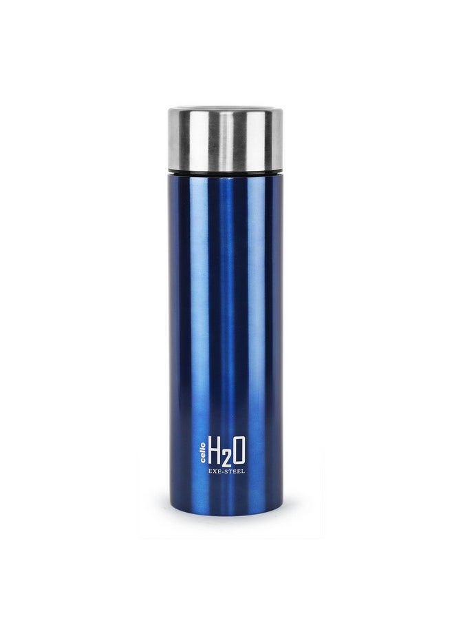 CELLO H2O Stainless Steel Water Bottle | Leak proof & break-proof | Lid is sealed by a silicone ring | Best Usage for Office/School/College/Gym/Picnic/Home/Fridge |1 Litre | Blue, Set of 4