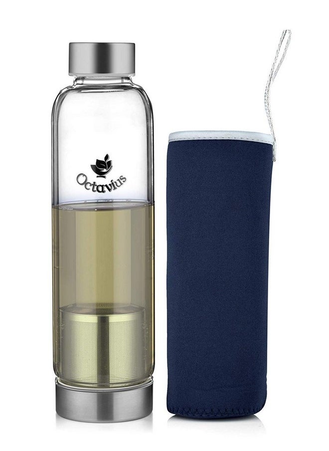 | Borosilicate Glass Bottle | Green Tea Bottle With Infuser - 520 Ml | Glass Infuser Water Bottle | Fruit Infuser Water Bottle | Tea Filter Strainer (520 Ml)