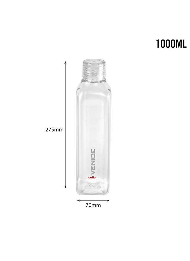 Venice Exclusive Edition Plastic Water Bottle Set, 1 Litre, Set Of 5, Clear