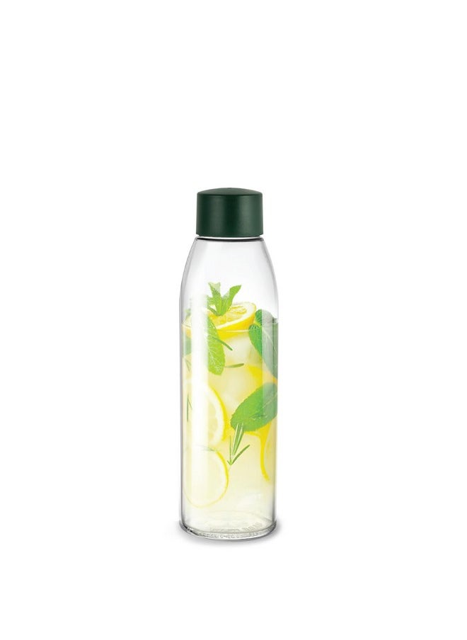 CELLO Hydra 900 Glass Fridge Water Bottle with Plastic Cap | Wide mouth & Break Resistant | Best Usage for Office/School/College/Picnic/Home/Fridge | 875ml, Olive Green