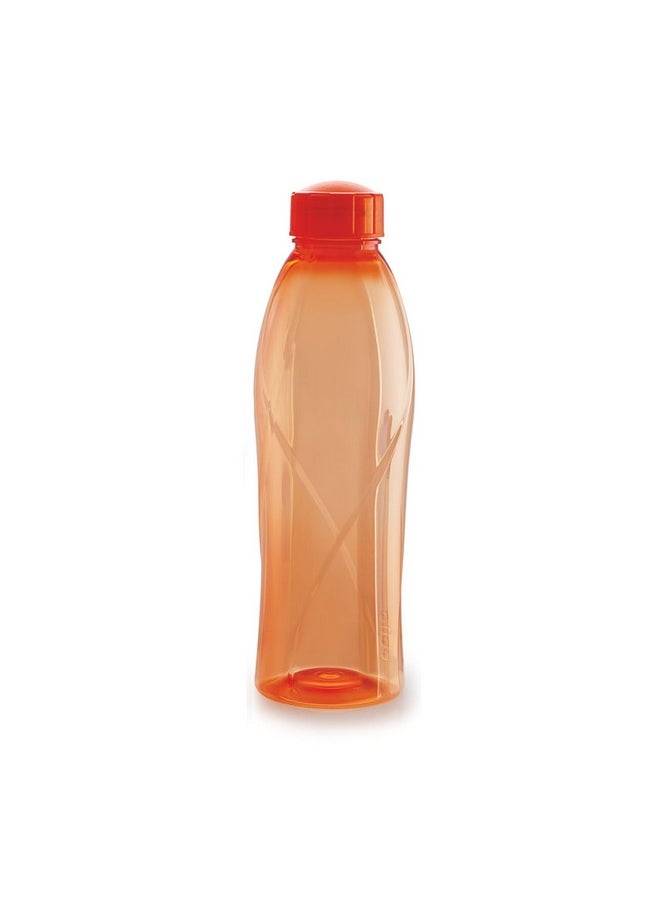 CELLO Texas PET Bottle | Leak proof and Break proof | Perfect for School, College, Work, and Outdoor adventures Water Bottle | 1 Litre, Set of 6 | Orange