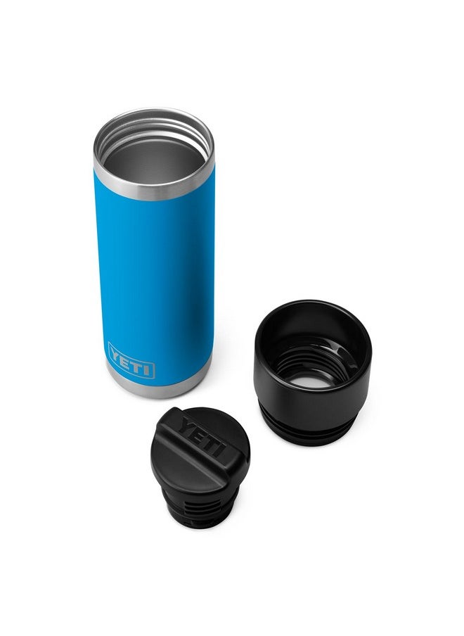 YETI Rambler 18 oz Bottle, Stainless Steel, Vacuum Insulated, with Hot Shot Cap, Big Wave Blue