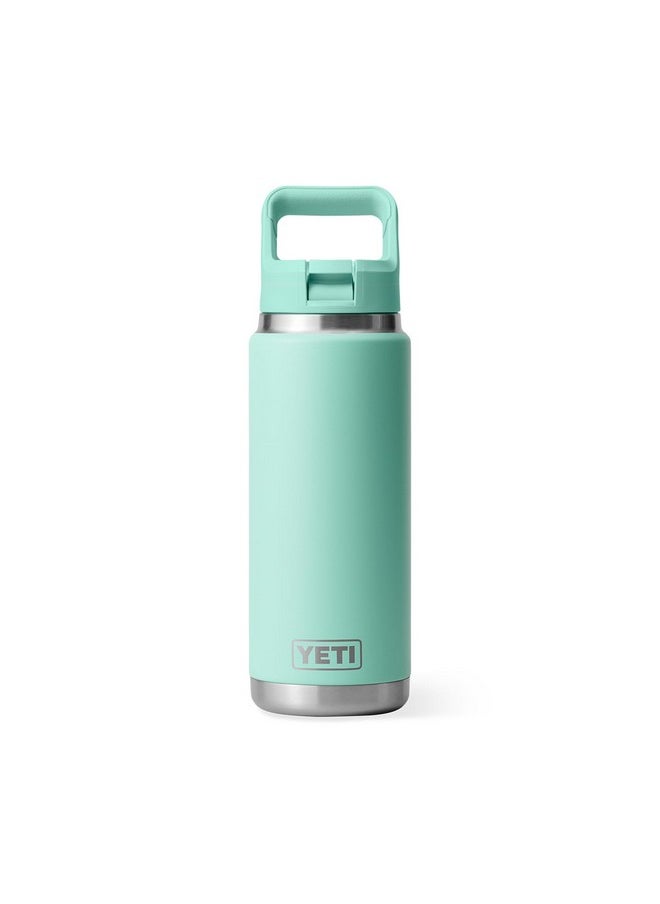 YETI Rambler 26 oz Bottle, Vacuum Insulated, Stainless Steel with Color Matching Straw Cap, Seafoam