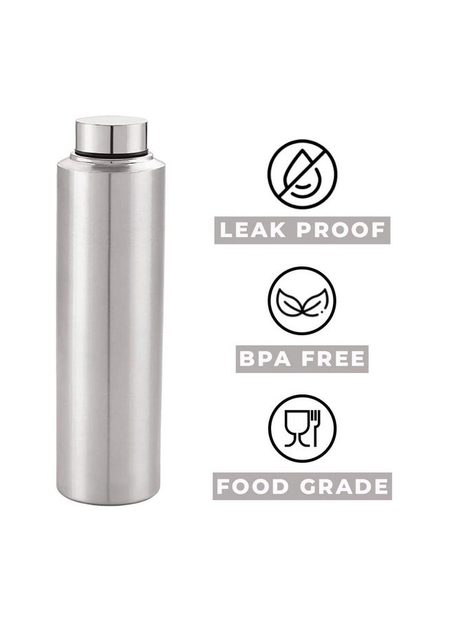 Industries Stainless Steel Refrigerator Water Bottle|1 Ltr |Food Grade, Bpa Free Lid, Non-Toxic, Rust Free|Airtight, Leak Proof & Odour Free|Water Bottles For Home, School, Office & Gym|Set Of 6