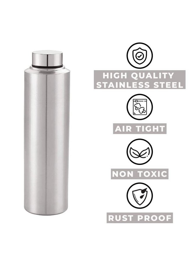 Industries Stainless Steel Refrigerator Water Bottle|1 Ltr |Food Grade, Bpa Free Lid, Non-Toxic, Rust Free|Airtight, Leak Proof & Odour Free|Water Bottles For Home, School, Office & Gym|Set Of 6