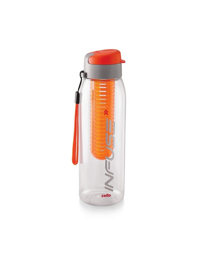 CELLO Infuse Plastic Water Bottle | Detox Bottle with Infuser Chamber | Leakproof Plastic Bottle with Wide Mouth Opening | Ideal for Gym, Office, Travel | Set of 5, 800ml, Assorted