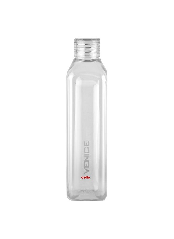 CELLO Venice Exclusive Edition Plastic Water Bottle | Unbreakable and Hygienic | Perfect for staying hydrated at the school,college, work, gym and outdoor adventures | 1 Litre | Set of 3, Clear