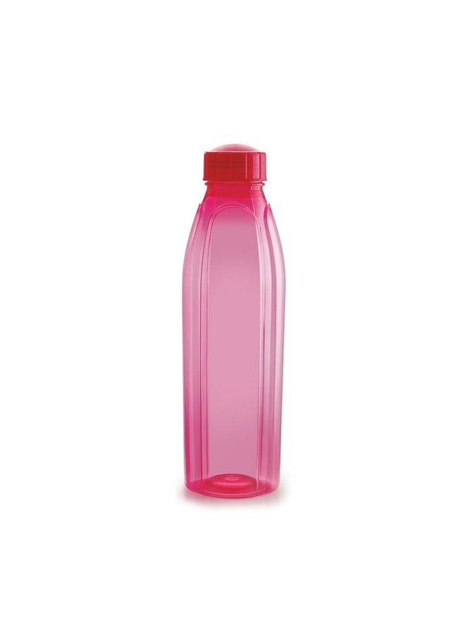 CELLO Crystal PET Bottle | Leak proof and Break proof | Perfect for staying hydrated at the school,college, work, gym and outdoor adventures Water Bottle | 1000ml X 6 | Pink