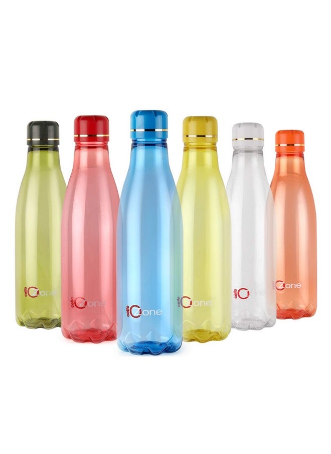 Ozone Premium Edition Fridge Water Bottle For Office, Sports, School, Travelling, Gym, Yoga, Bpa & Leak Free, 1 Litre, Set Of 6, Assorted