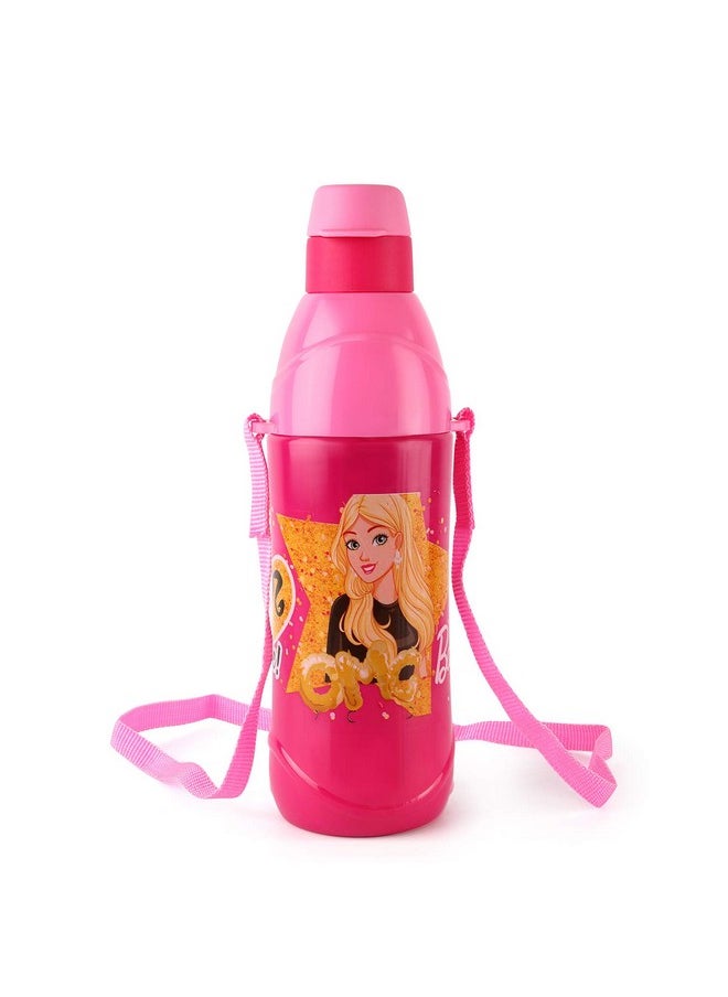 CELLO Puro Steel-X Kids Zee 900 | Water Bottle with Inner Steel and Outer Plastic | Insulated Water Bottle | 700 ml, Barbie Design, Dark Pink