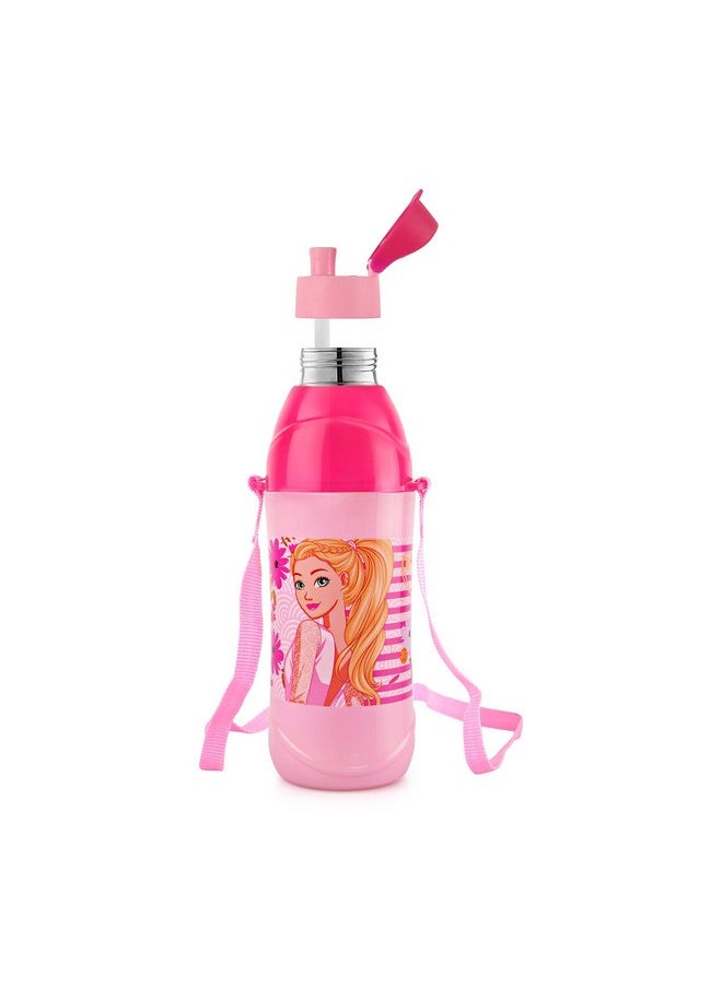 Cello Puro Steel-X Kids Zee 600 | Water Bottle with Inner Steel and Outer Plastic | Insulated Water Bottle | Kids Bottle | Best Usage for School, Picnic, Home | 540ml, Light Pink