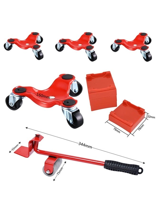 9-Piece 3 Wheel Mover’s Dolly, Furniture Movers,Wheels Furniture Dolly,Mover Heavy Moving Tool,Universal Wheel Portable Mover,Crowbar Three Wheel Mover Dolly,Easy Moving System(Load 440-Lbs)