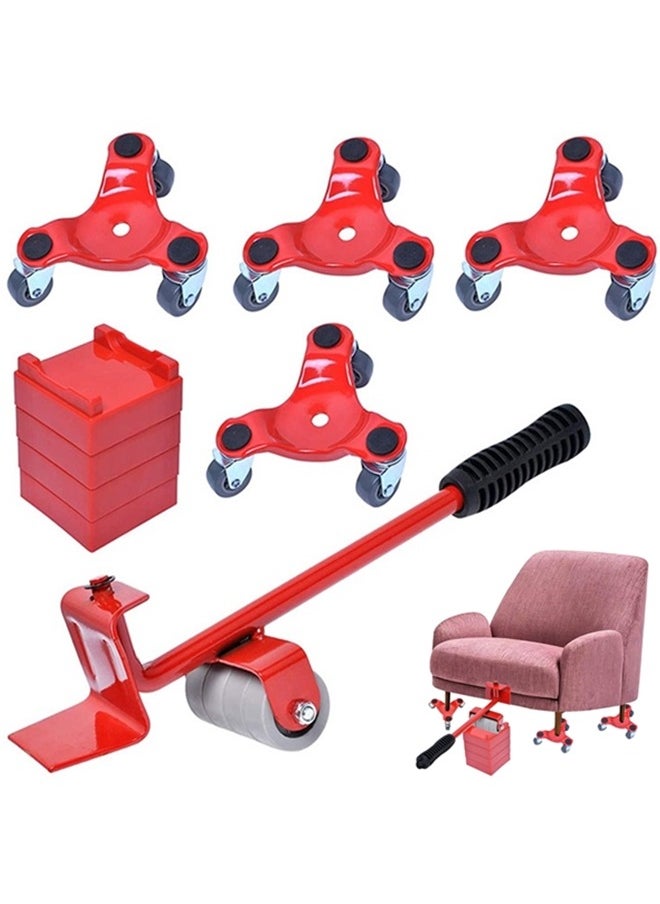 9-Piece 3 Wheel Mover’s Dolly, Furniture Movers,Wheels Furniture Dolly,Mover Heavy Moving Tool,Universal Wheel Portable Mover,Crowbar Three Wheel Mover Dolly,Easy Moving System(Load 440-Lbs)