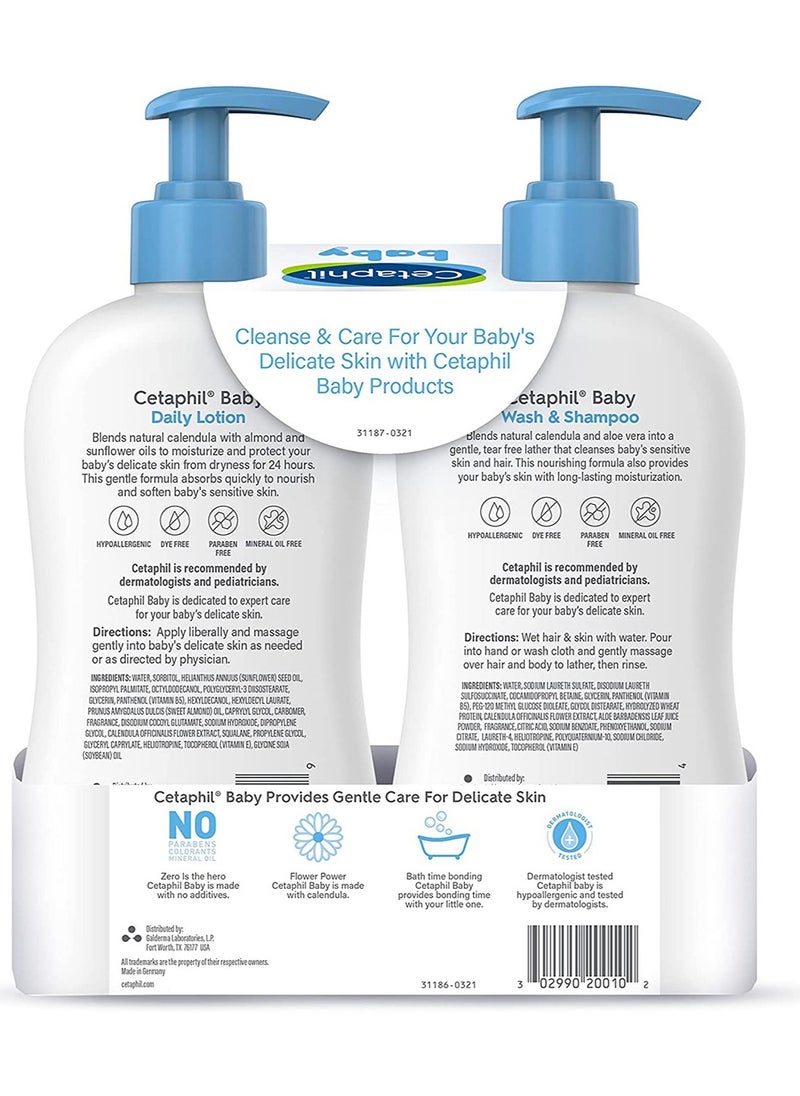 Baby Wash And Shampoo Plus Body Lotion, Healthy Skin Essentials - 2 X 399 ML