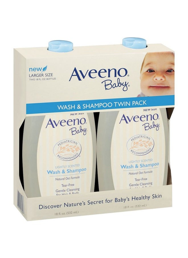 Aveeno Baby Wash and Shampoo, 18 Oz -Pack of 2