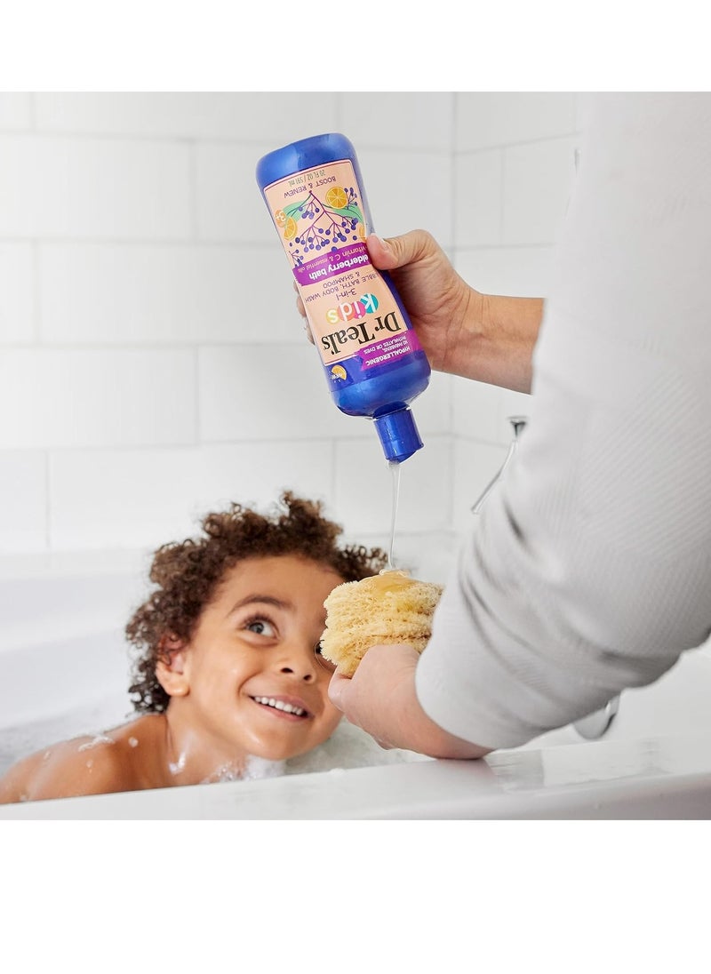 Kids 3 in1 Elderberry Bath Bubble Bath Body Wash and Shampoo