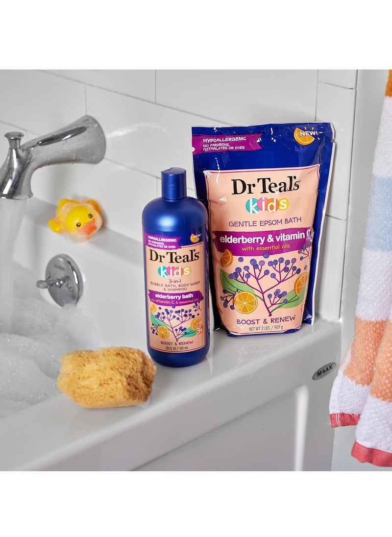 Kids 3 in1 Elderberry Bath Bubble Bath Body Wash and Shampoo