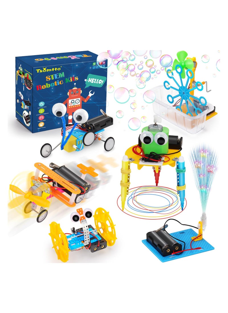 STEM Robotics Kit, 6 Set Science Experiments Project, Activities for Kids 6-8 8-12 Engineering Building Toy Electronic Motor Robot Craft for Boy 5 6 7 8 9 10 12+ Year Old Girl Gift Outdoor