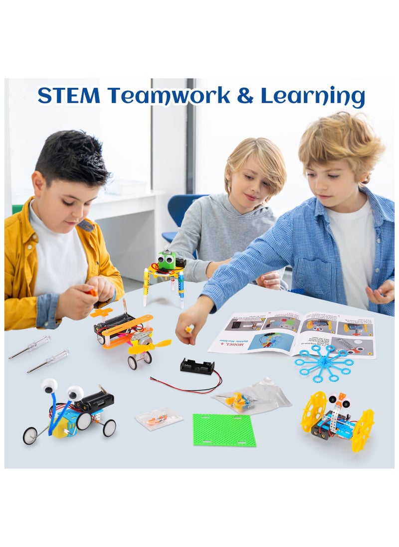 STEM Robotics Kit, 6 Set Science Experiments Project, Activities for Kids 6-8 8-12 Engineering Building Toy Electronic Motor Robot Craft for Boy 5 6 7 8 9 10 12+ Year Old Girl Gift Outdoor