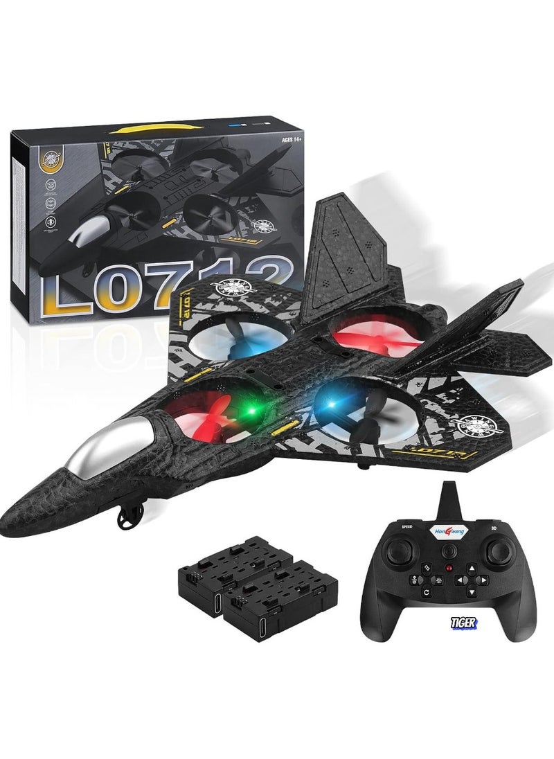 RC Plane, 2.4GHz Remote Controlled Aeroplane L0712 Quadcopter – Floating Fighter Aircraft RC Toy for Beginners, Children & Adults – LED Coloured Lights, USB Charging, Ready-to-Fly (RTF)