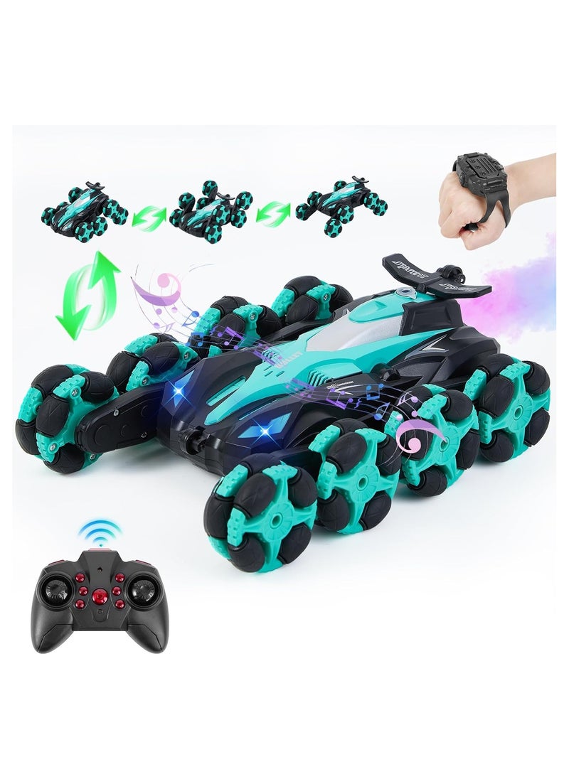 8WD 2.4 G Remote-Controlled Drifting Stunt car, Gesture Sensing with Music and Lighting Drifting car-Green