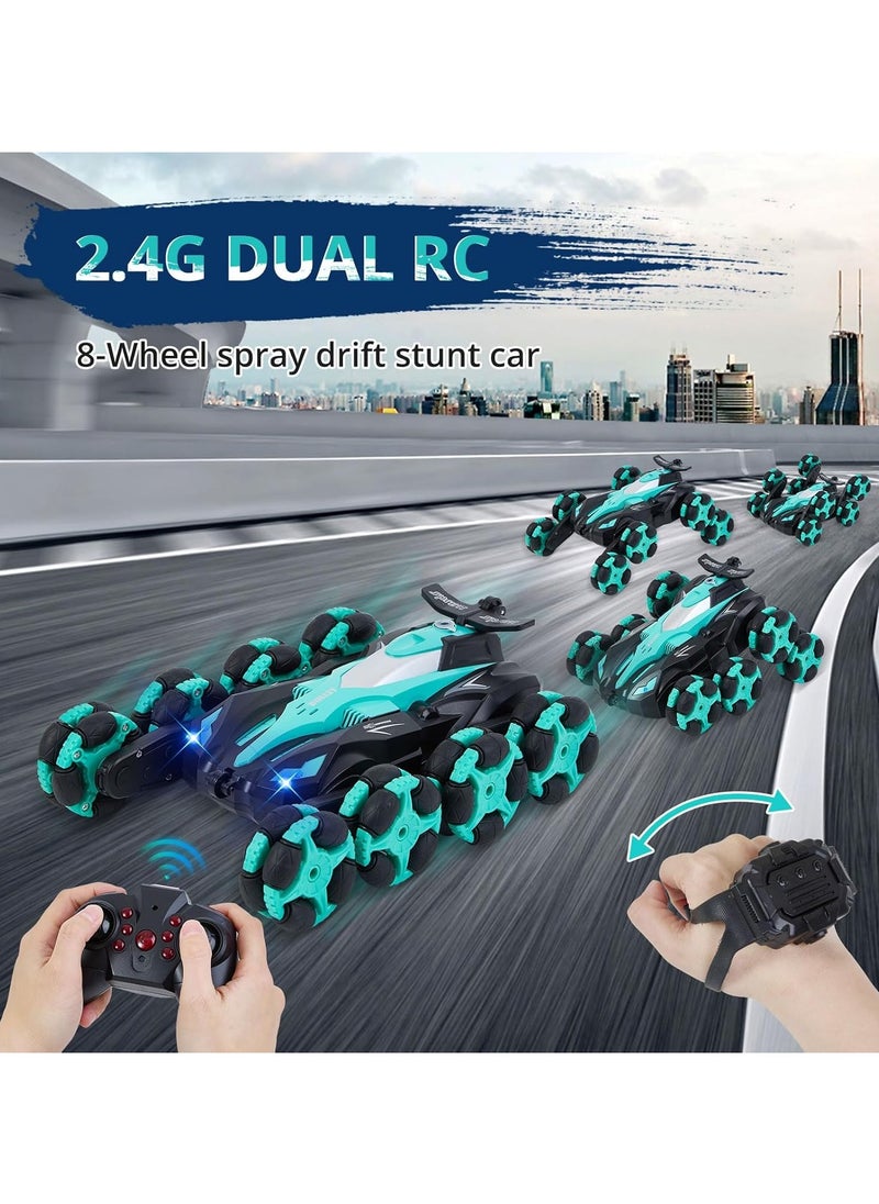 8WD 2.4 G Remote-Controlled Drifting Stunt car, Gesture Sensing with Music and Lighting Drifting car-Green