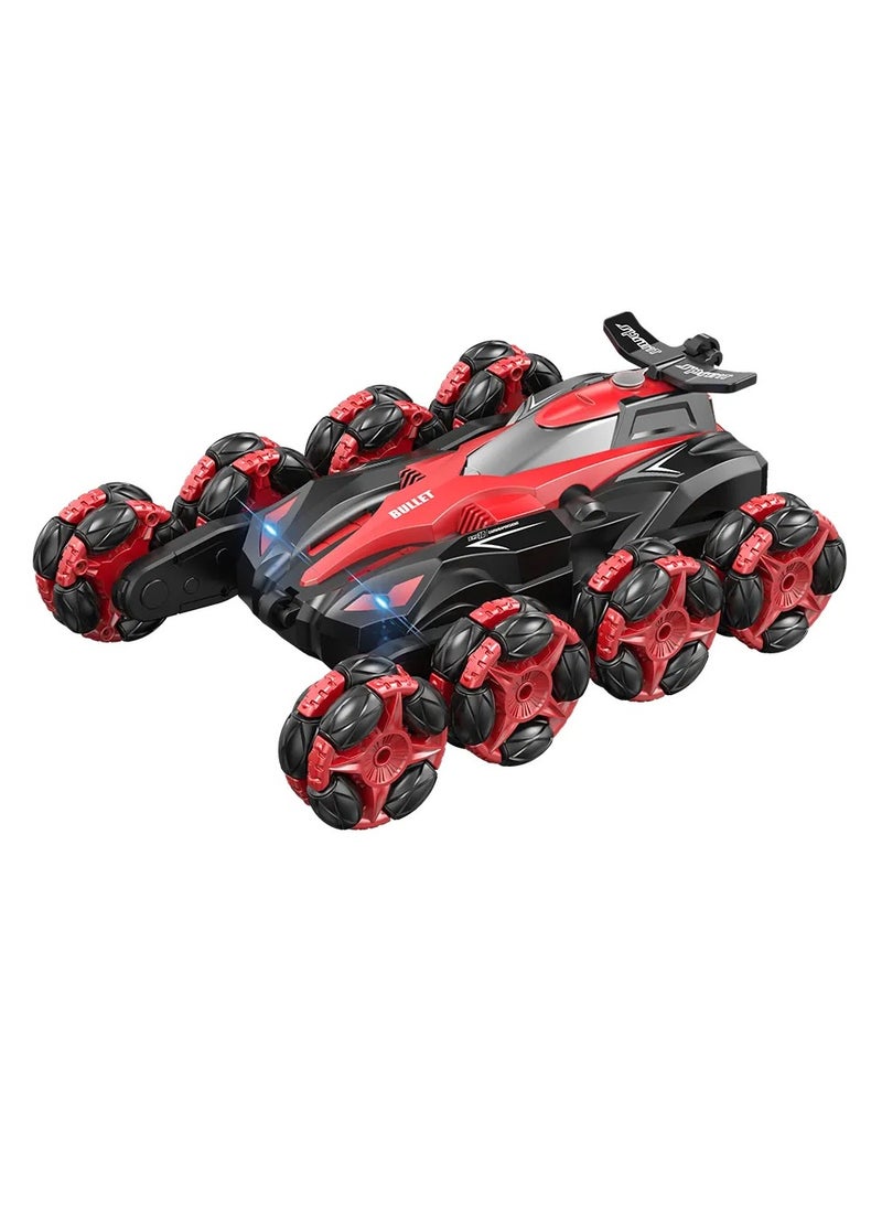 8WD 2.4 G Remote-Controlled Drifting Stunt car, Gesture Sensing with Music and Lighting Drifting car-Red