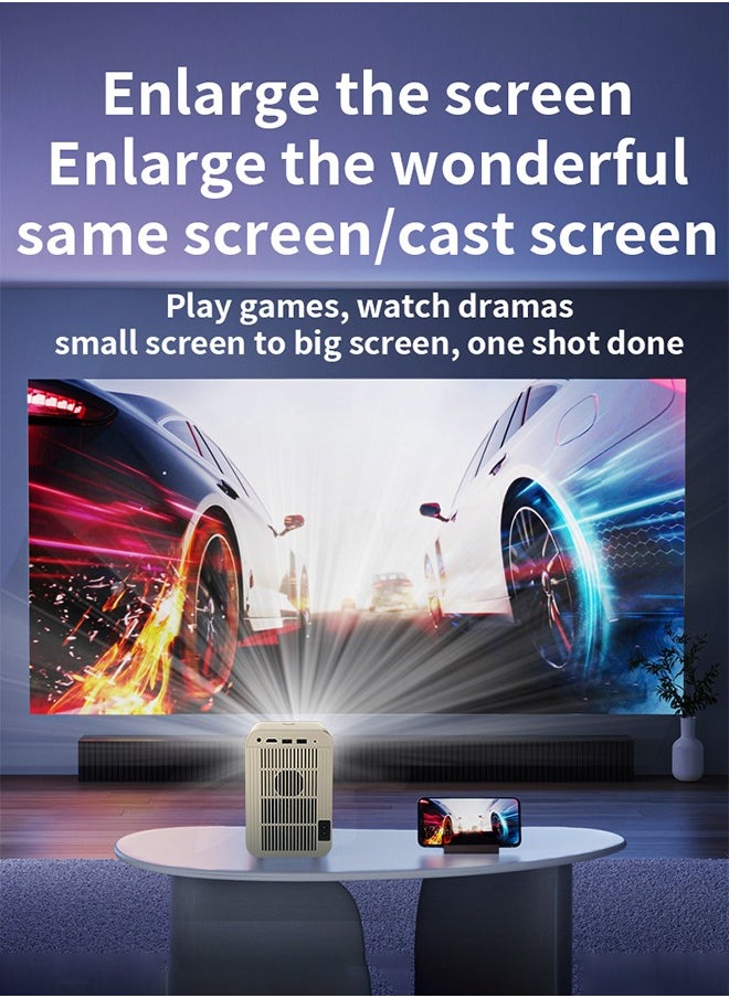 Korean brand HD home projector HP30, 13000 lumens, LED light source, 4K 1080P full HD, horizontal keystone correction, auto LED projector, dual-band Wi-Fi, and Bluetooth voice control.