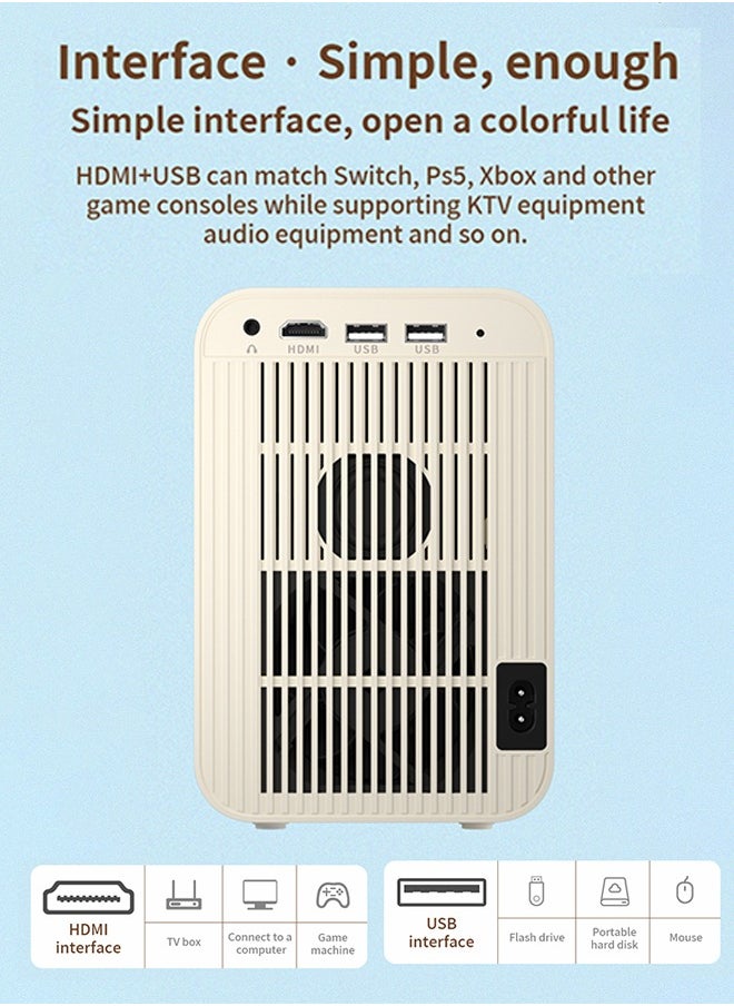 Korean brand HD home projector HP30, 13000 lumens, LED light source, 4K 1080P full HD, horizontal keystone correction, auto LED projector, dual-band Wi-Fi, and Bluetooth voice control.