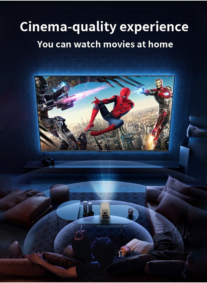 Korean brand HD home projector HP30, 13000 lumens, LED light source, 4K 1080P full HD, horizontal keystone correction, auto LED projector, dual-band Wi-Fi, and Bluetooth voice control.
