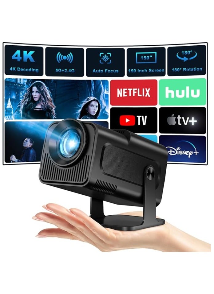 Mini LED Portable Projector Full HD 4K, Supports WiFi, 360 Degree Flip Smart Projector, Connect with Phone, PC, Laptop, Xbox, Stick