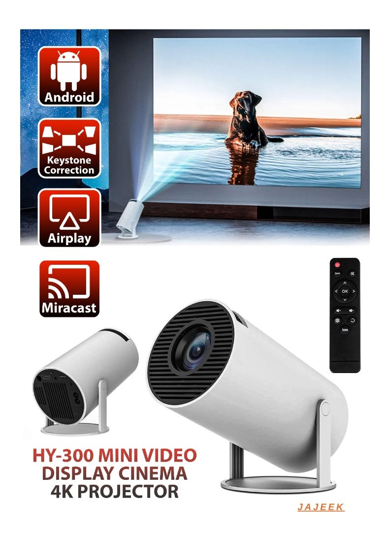 120ANSI Lumens HD Smart Projector – Android 11, Portable Mini Cinema with 130 Inches Screen Display, 4K Support, 180° Rotating Screen, Home Movie Theater, Gaming, Video Presentations, Mobile Phone Projection