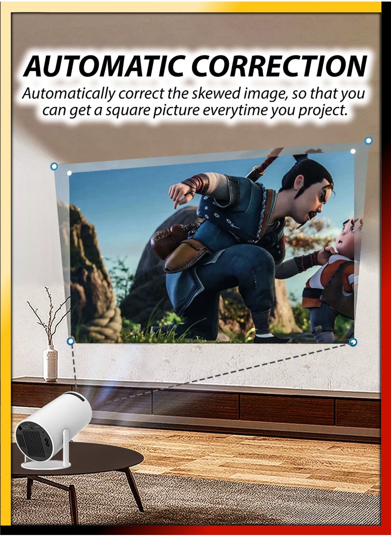 120ANSI Lumens HD Smart Projector – Android 11, Portable Mini Cinema with 130 Inches Screen Display, 4K Support, 180° Rotating Screen, Home Movie Theater, Gaming, Video Presentations, Mobile Phone Projection