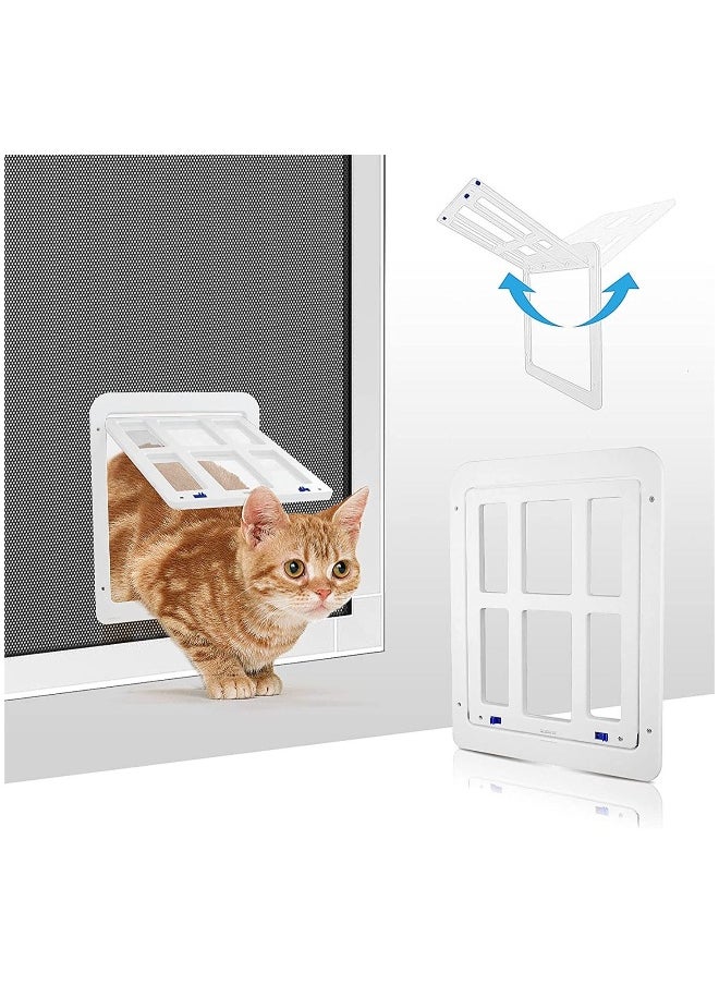 Pet Screen Door Dog Door for Screen Door with Magnetic Flap Lockable Small Screen Dog Door for Existing Sliding Door Window and Porch