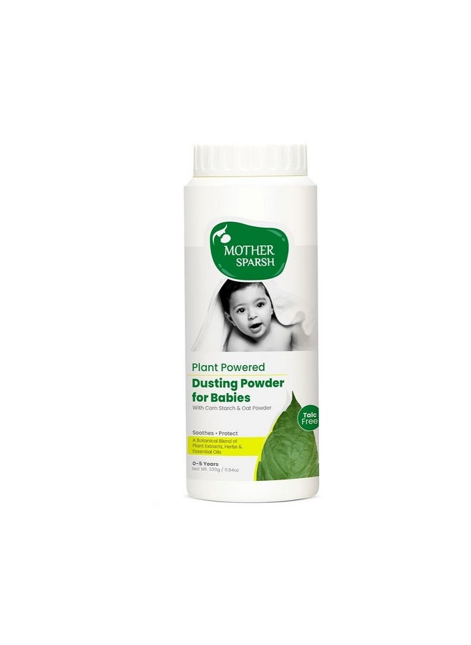 Mother Sparsh Plant Powered Dusting Powder For Babies - 330g | Talc Free Baby Powder With Corn Starch & Oat Powder