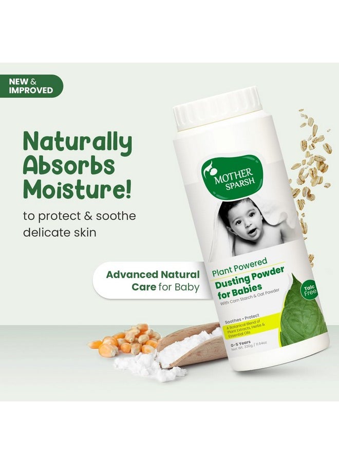 Mother Sparsh Plant Powered Dusting Powder For Babies - 330g | Talc Free Baby Powder With Corn Starch & Oat Powder