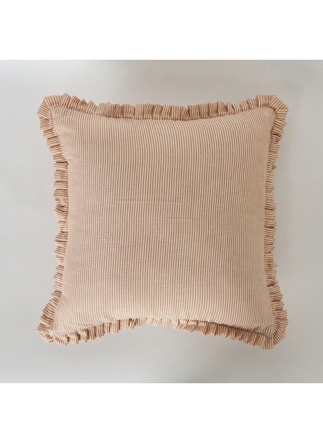 Warm Oasis Terra Pin Stripe Scallop Edges Filled Cushion 50 x 50 cm