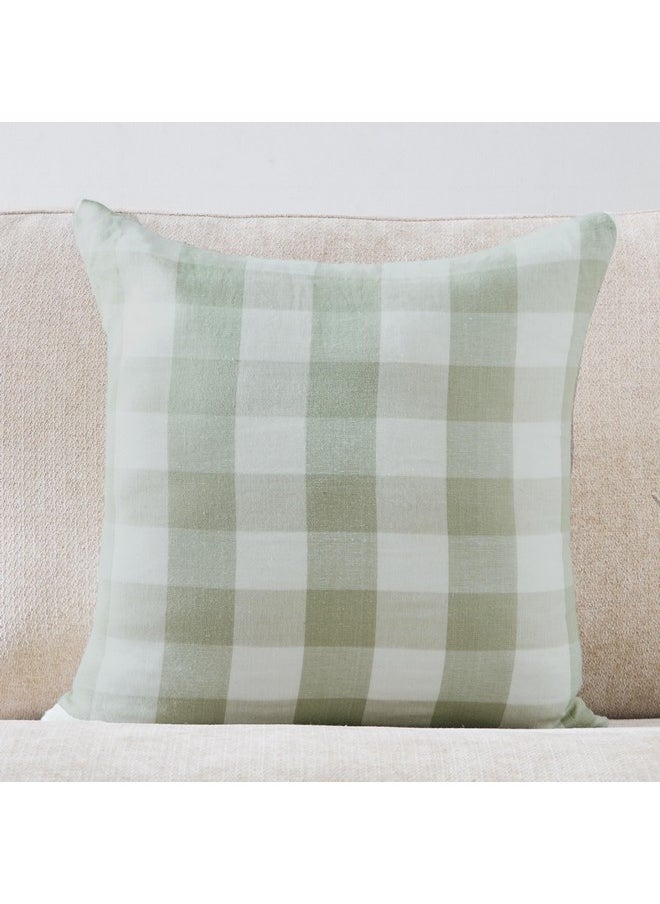 Green Artist Verde Yarn Dyed Check Filled Cushion 50 x 50 cm