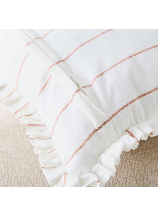 Warm Oasis Terra Stripe Scallop Edges Filled Cushion 50 x 50 cm